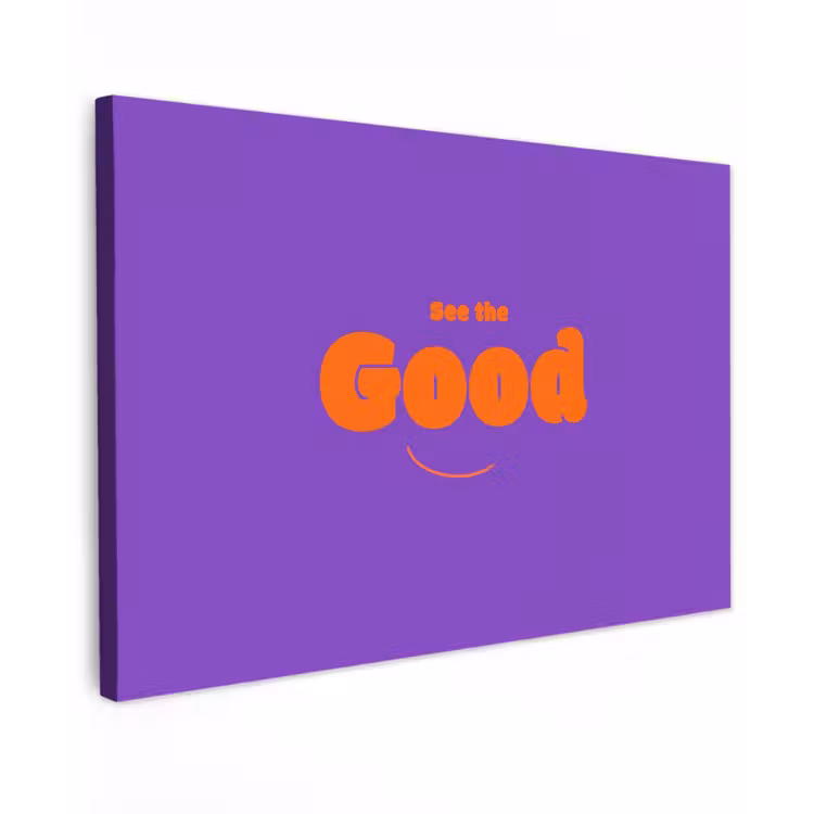 See the good - Oranje - Paars - Smiley Tuinposter op houten frame 2 cm dik klein -3d