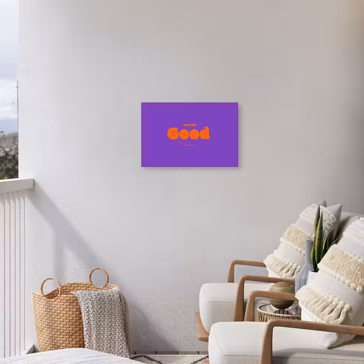See the good - Oranje - Paars - Smiley Tuinposter op houten frame 2 cm dik klein -sfeer1