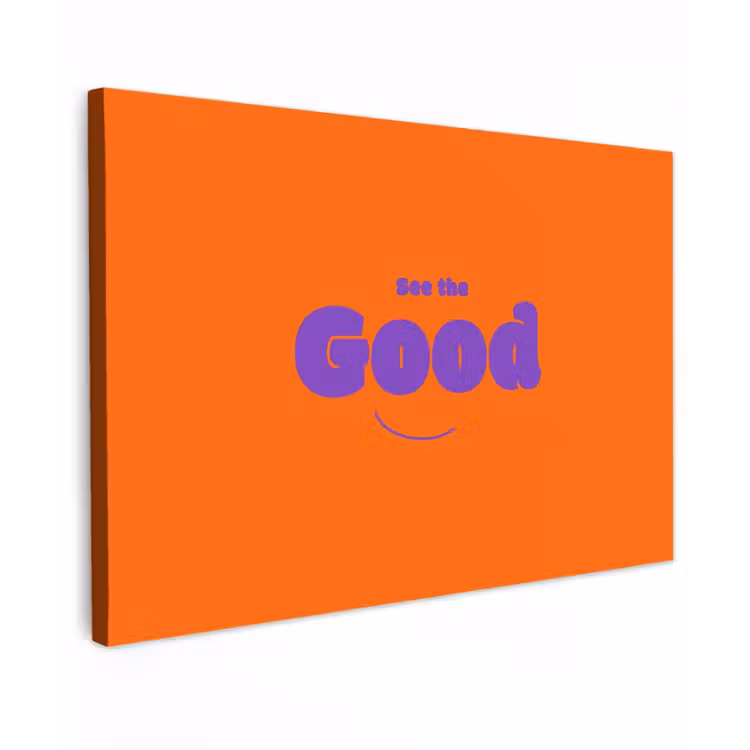 See the good - Paars - Oranje - Smiley Tuinposter op houten frame 2 cm dik klein -3d