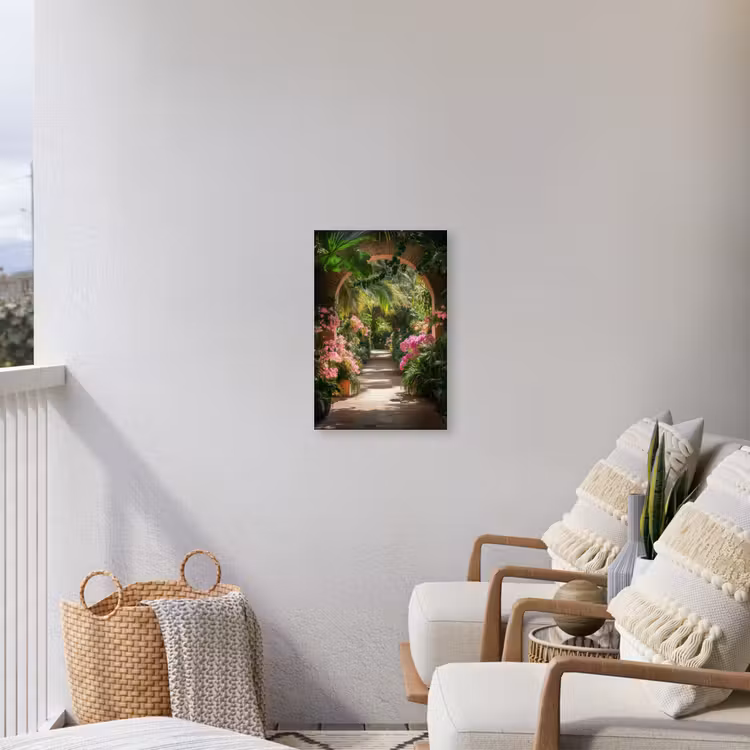 Doorkijk - Tropisch - Bloemen - Natuur Tuinposter op houten frame 2 cm dik klein -sfeer1