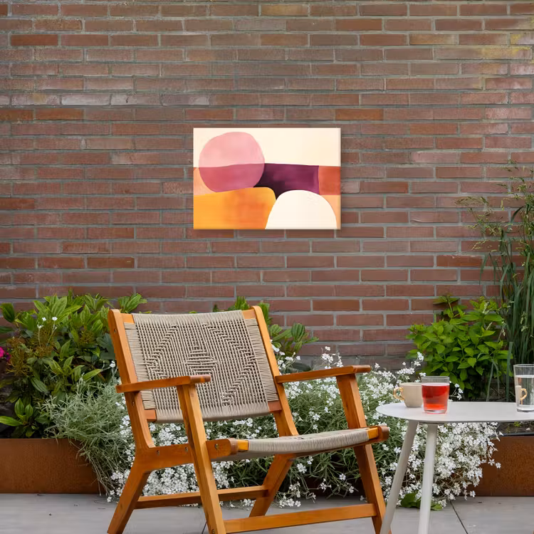Vormen - Abstract - Kleurrijk Tuinposter op houten frame 2 cm dik klein -sfeer3