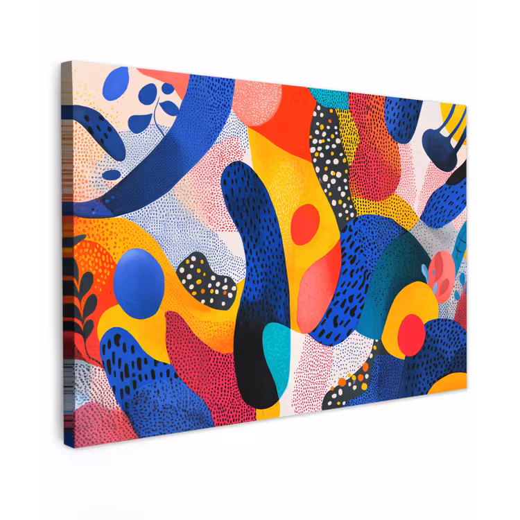 Vormen - Abstract - Stippels - Blauw Tuinposter op houten frame 2 cm dik klein -3d