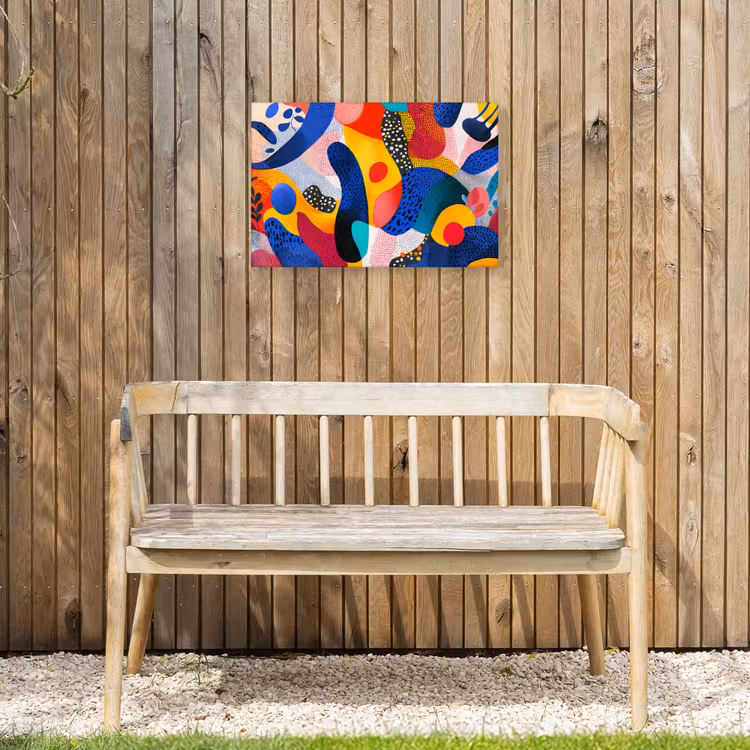Vormen - Abstract - Stippels - Blauw Tuinposter op houten frame 2 cm dik klein -sfeer4