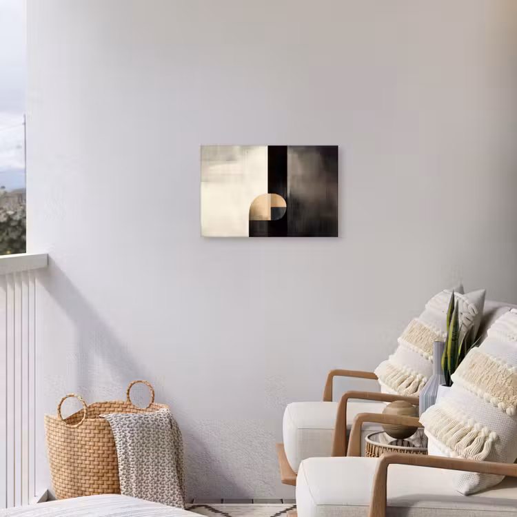 Vormen - Modern - Zwart Tuinposter op houten frame 2 cm dik klein -sfeer1