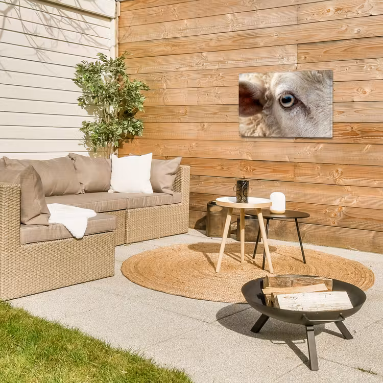 Schaap - Oog - Wit Tuinposter op houten frame 2 cm dik klein -sfeer2