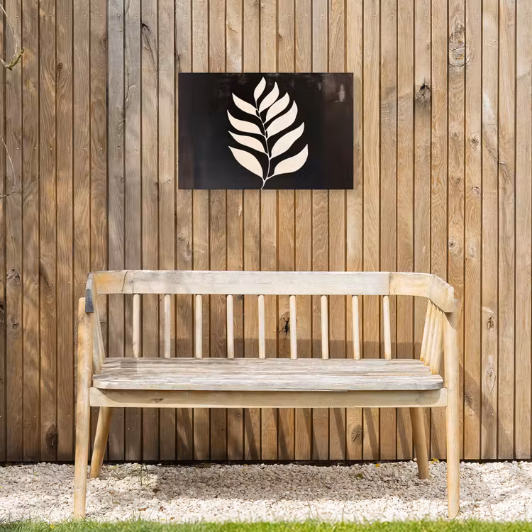 Blad - Wit - Minimalistisch Tuinposter op houten frame 2 cm dik klein -sfeer4