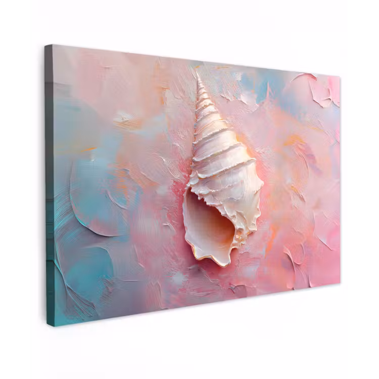 Schelp - Pastel - Pink Tuinposter op houten frame 2 cm dik klein -3d