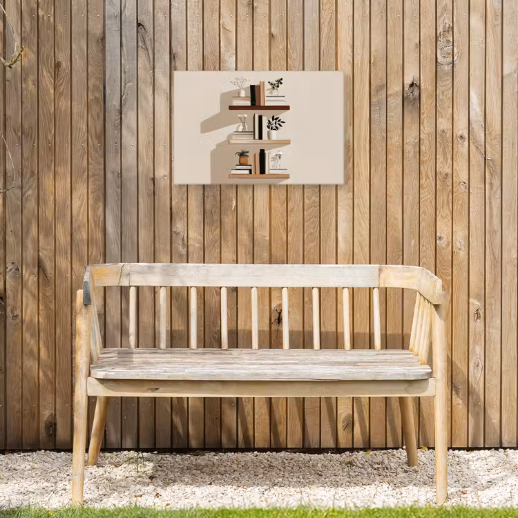 Plankjes - Boeken - Vaasjes - Planten Tuinposter op houten frame 2 cm dik klein -sfeer4
