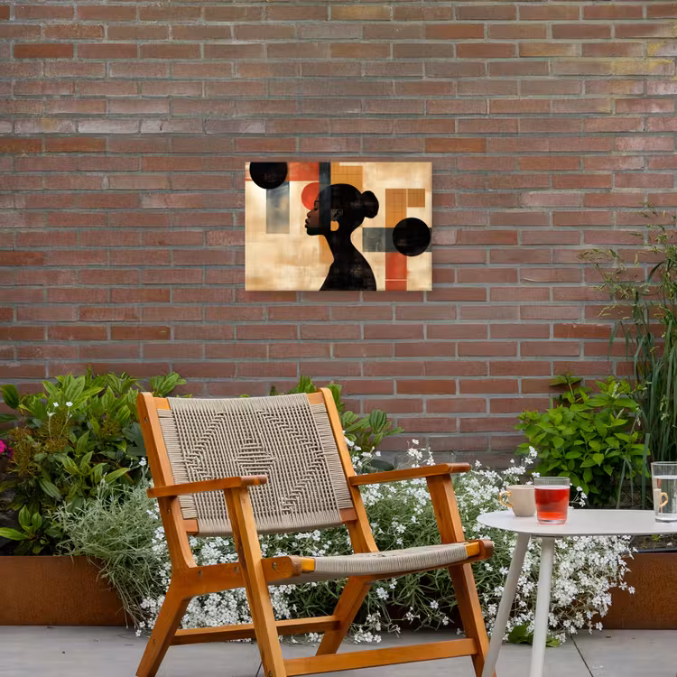 Zijaanzicht - Vrouw - Vormen Tuinposter op houten frame 2 cm dik klein -sfeer3