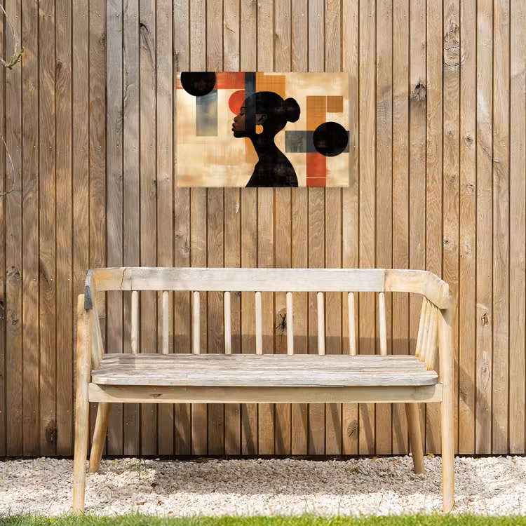 Zijaanzicht - Vrouw - Vormen Tuinposter op houten frame 2 cm dik klein -sfeer4