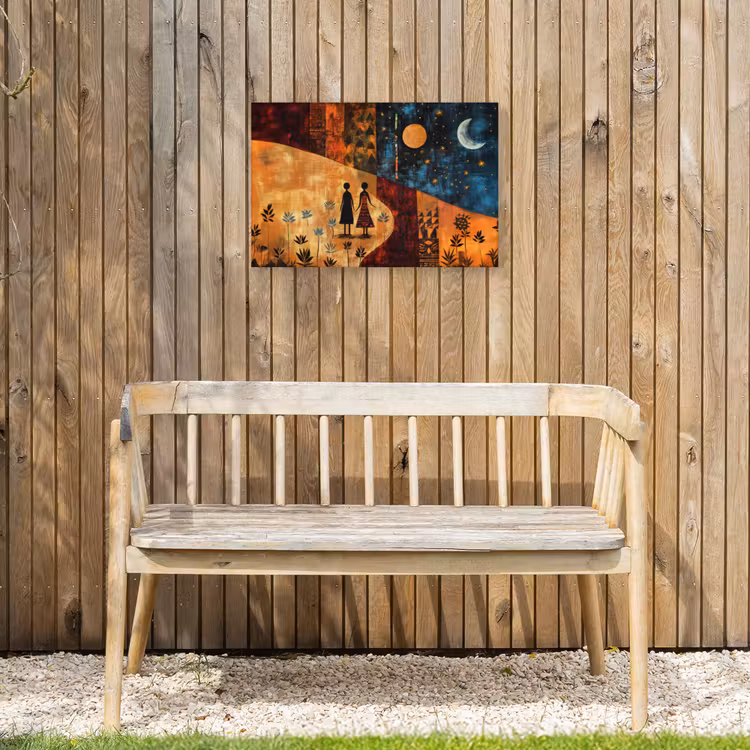 Silhouetten - Abstract - Zon - Maan Tuinposter op houten frame 2 cm dik klein -sfeer4