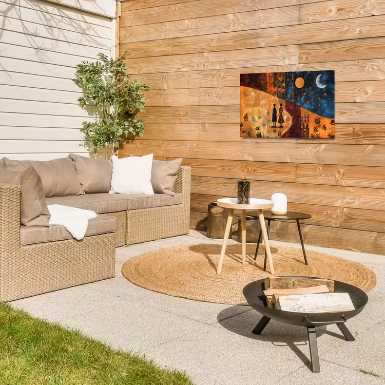 Silhouetten - Abstract - Zon - Maan Tuinposter op houten frame 2 cm dik klein -sfeer2