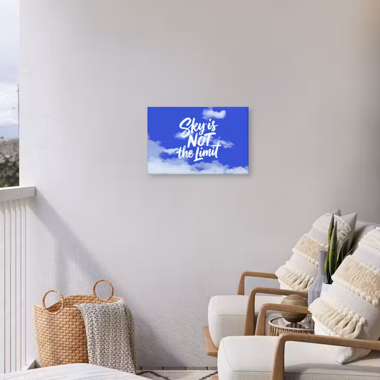Sky is not the limit - Blauwe lucht - Wolken Tuinposter op houten frame 2 cm dik klein -sfeer1
