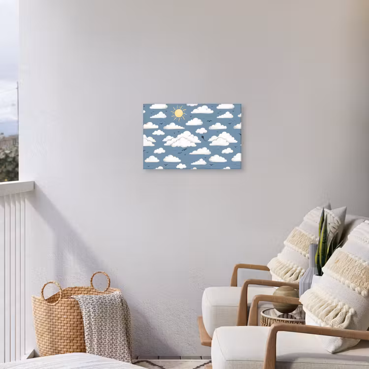 Lucht - Zon - Wolken - Natuur - Blauw Tuinposter op houten frame 2 cm dik klein -sfeer1