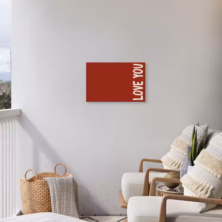 Schuin - Loveyou - Rood Tuinposter op houten frame 2 cm dik klein -sfeer1