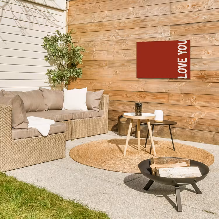 Schuin - Loveyou - Rood Tuinposter op houten frame 2 cm dik klein -sfeer2