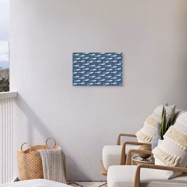 Klein - Oceaan - Golven - Blauw Tuinposter op houten frame 2 cm dik klein 845 -sfeer1