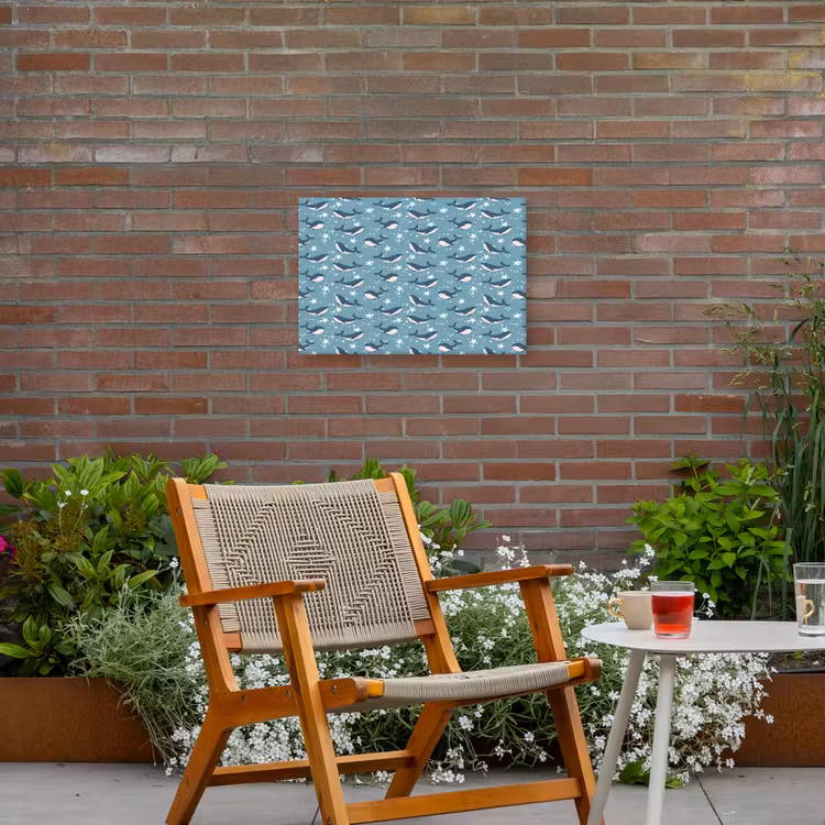 Klein - Oceaan - Walvis - Zeester Tuinposter op houten frame 2 cm dik klein 845 -sfeer3