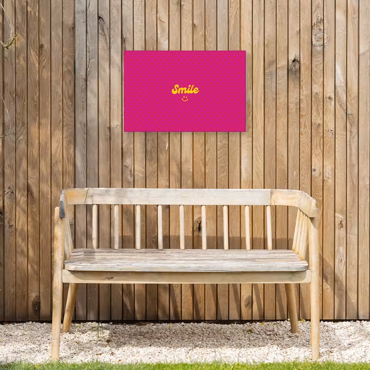 Smile - Stippen - Roze Tuinposter op houten frame 2 cm dik klein -sfeer4