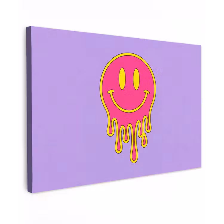 Smiley - Drip - Neon Tuinposter op houten frame 2 cm dik klein -3d