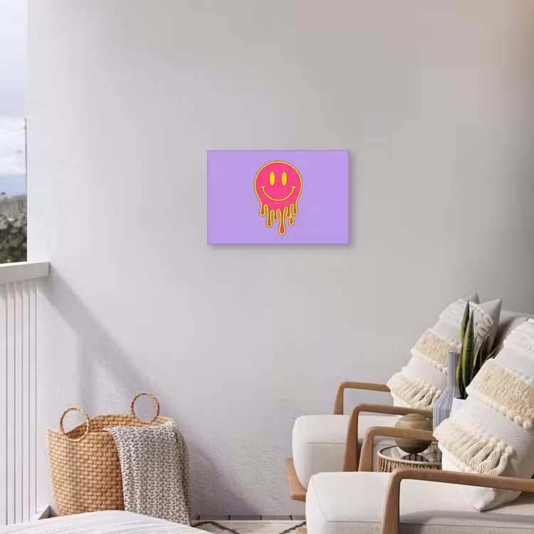 Smiley - Drip - Neon Tuinposter op houten frame 2 cm dik klein -sfeer1