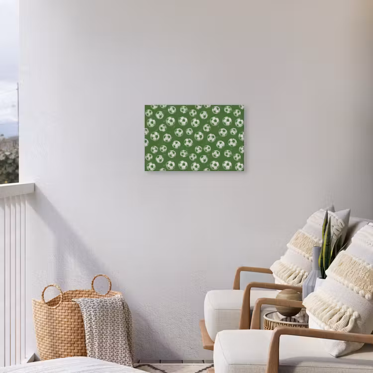 Voetbal - Sport - Groen Tuinposter op houten frame 2 cm dik klein 845 -sfeer1