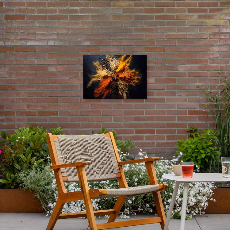 Specerijen - Explosie - Oranje Tuinposter op houten frame 2 cm dik klein -sfeer3