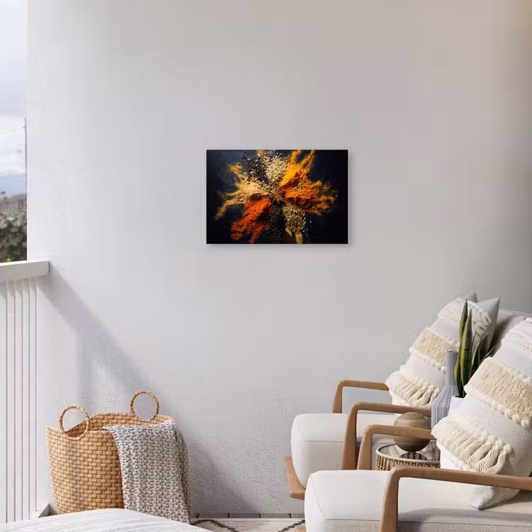 Specerijen - Explosie - Oranje Tuinposter op houten frame 2 cm dik klein -sfeer1