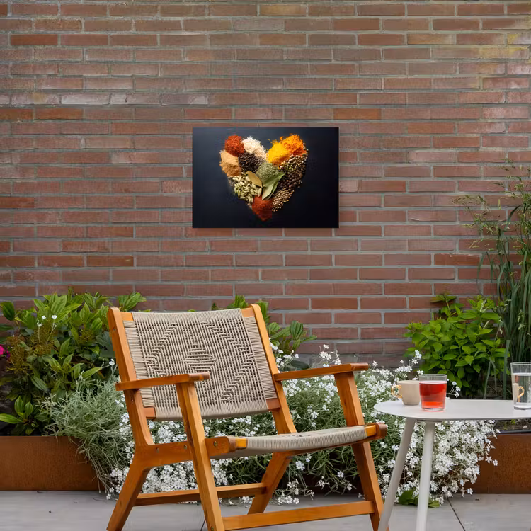 Specerijen - Mix - Hartvorm - Zwart Tuinposter op houten frame 2 cm dik klein -sfeer3