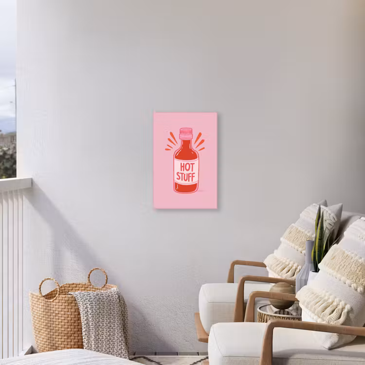 Pittig - Rood - Saus - Grafisch Tuinposter op houten frame 2 cm dik klein -sfeer1
