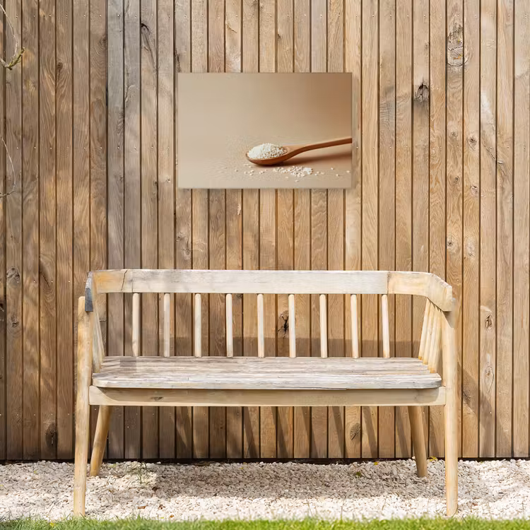 Lepel - Rijst - Hout - Beige Tuinposter op houten frame 2 cm dik klein -sfeer4