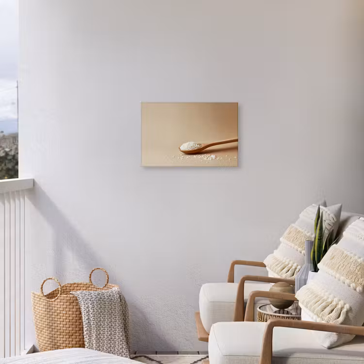 Lepel - Rijst - Hout - Beige Tuinposter op houten frame 2 cm dik klein -sfeer1