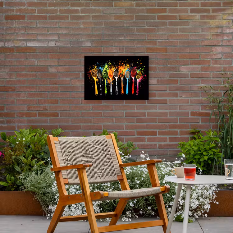 Lepels - Kruiden - Modern - Graffiti - Verf - Kleurrijk Tuinposter op houten frame 2 cm dik klein -sfeer3