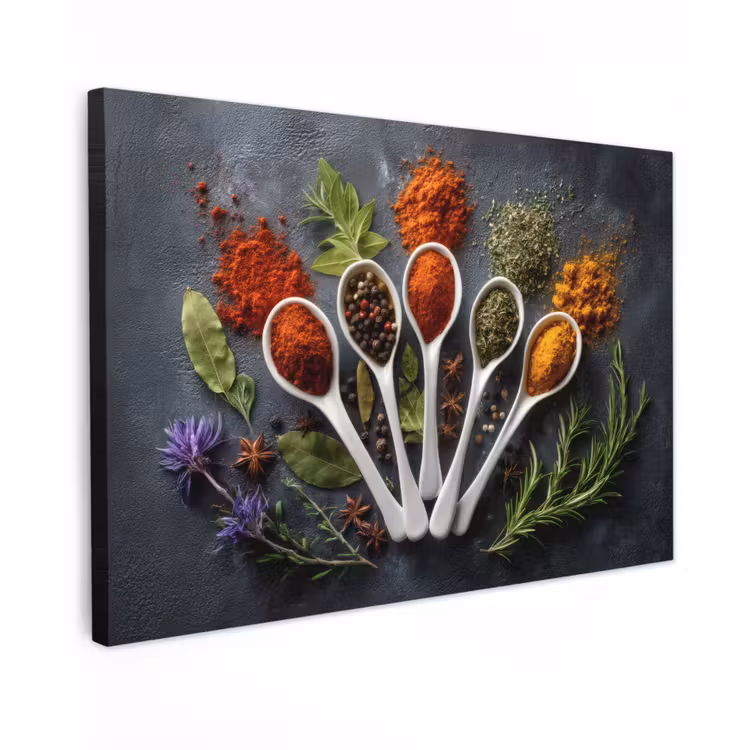 Lepels - Wit - Poeder - Kruiden Tuinposter op houten frame 2 cm dik klein -3d