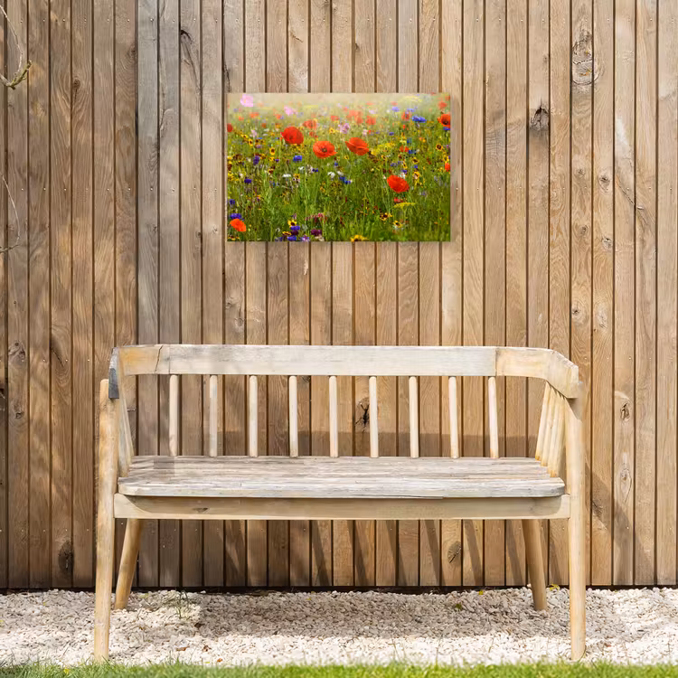 Lente - Bloemen - Rood - Klaproos - Gras - Groen Tuinposter op houten frame 2 cm dik klein -sfeer4