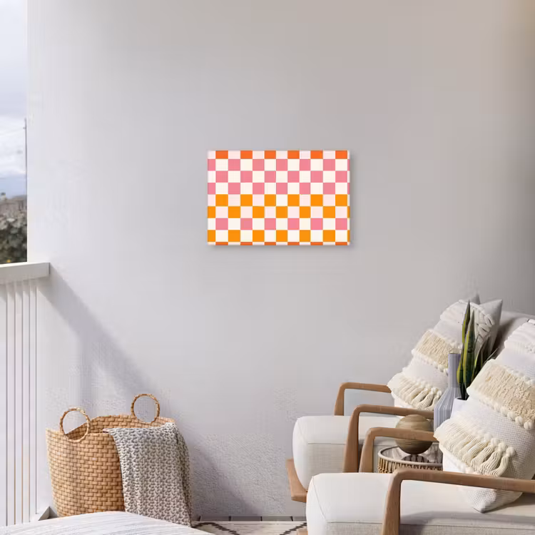 Vierkant - Patroon - Oranje Tuinposter op houten frame 2 cm dik klein 845 -sfeer1