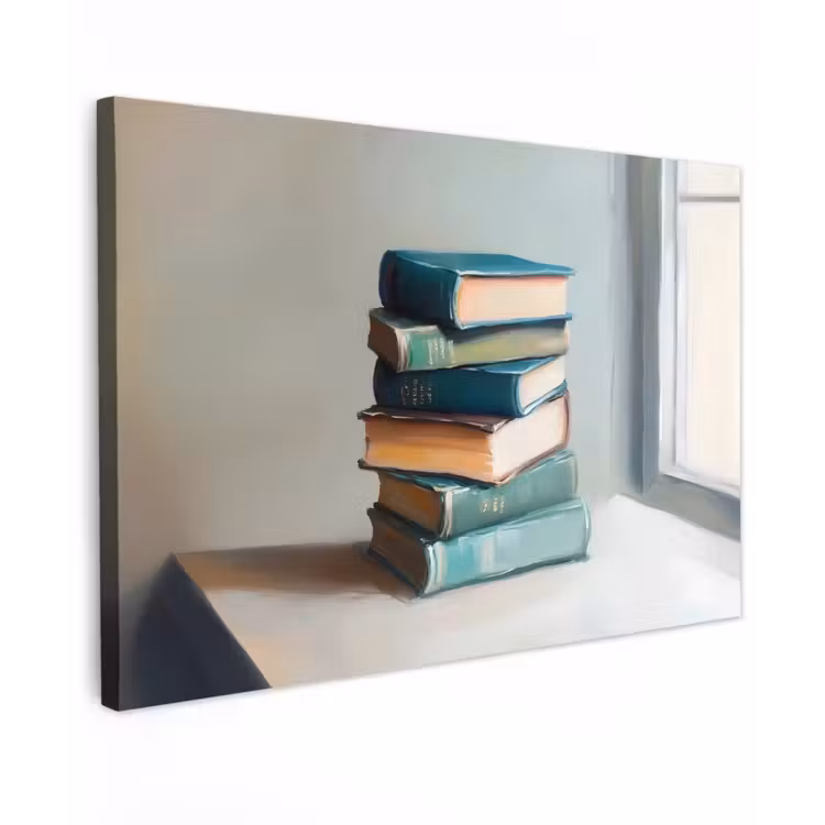 Stapel - Boeken - Groen - Daglicht Tuinposter op houten frame 2 cm dik klein -3d