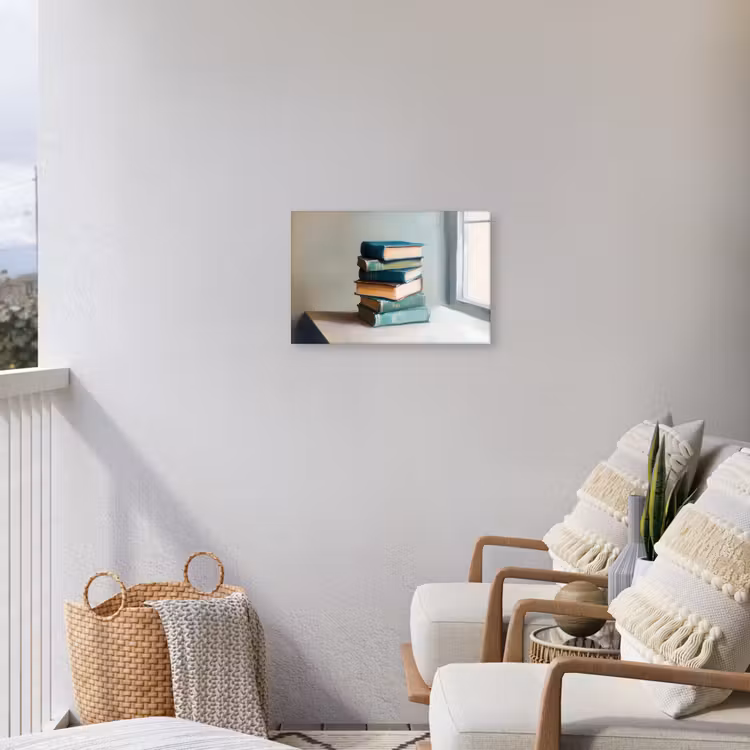 Stapel - Boeken - Groen - Daglicht Tuinposter op houten frame 2 cm dik klein -sfeer1
