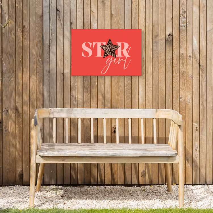 Star girl - Rood - Panter - Ster Tuinposter op houten frame 2 cm dik klein -sfeer4