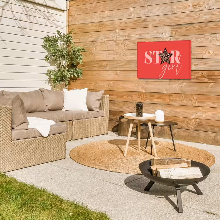 Star girl - Rood - Panter - Ster Tuinposter op houten frame 2 cm dik klein -sfeer2