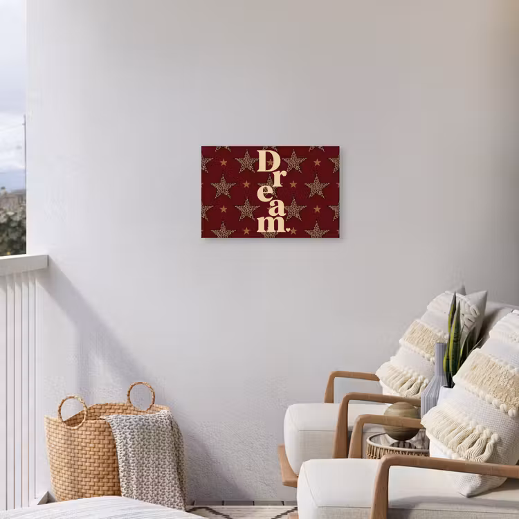 Sterren - Luipaardprint - Dream - Bordeaux Tuinposter op houten frame 2 cm dik klein -sfeer1