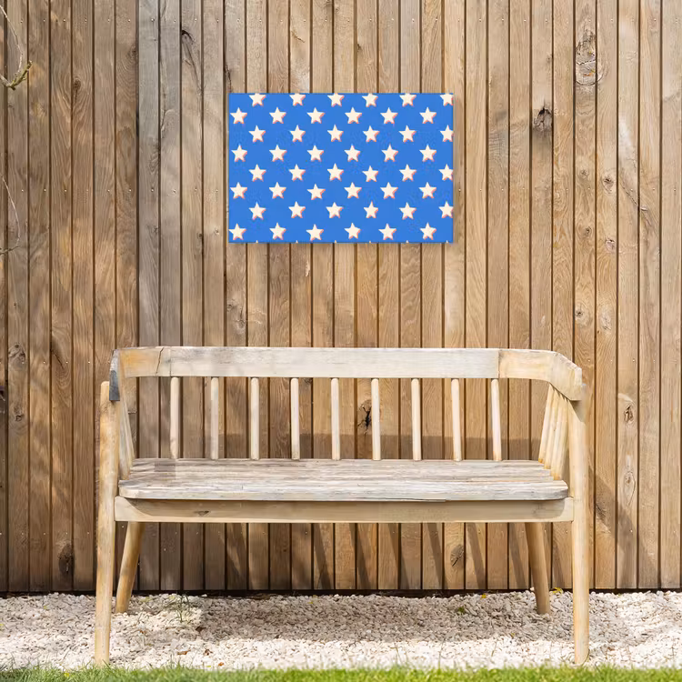 Sterren - Patroon - Blauw Tuinposter op houten frame 2 cm dik klein 845 -sfeer4