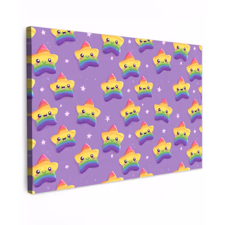Sterren - Regenboog - Paars Tuinposter op houten frame 2 cm dik klein 845 -3d