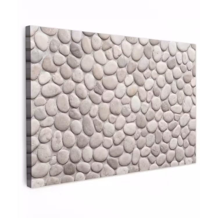 Steen - Kiezel - Natuur - Minimalistisch - Beige Tuinposter op houten frame 2 cm dik klein -3d