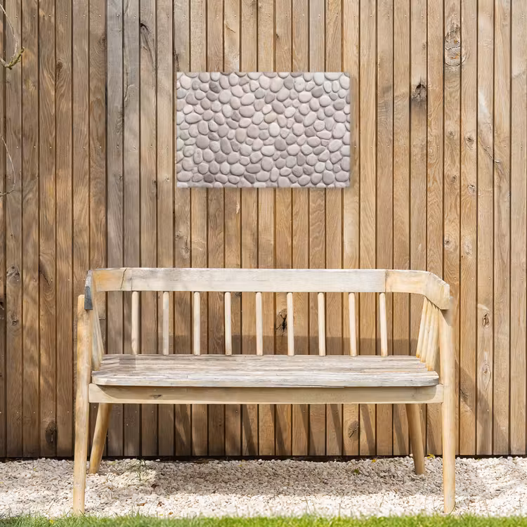 Steen - Kiezel - Natuur - Minimalistisch - Beige Tuinposter op houten frame 2 cm dik klein -sfeer4