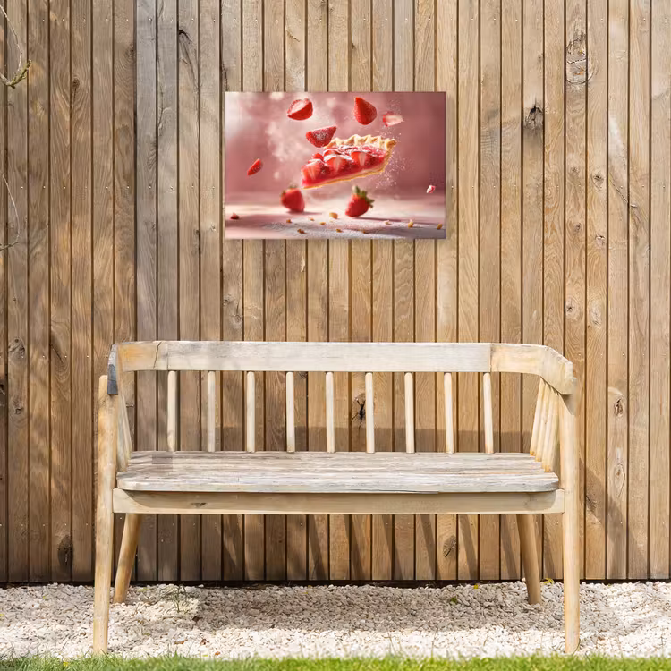 Aardbei - Taart- Eten - Roze Tuinposter op houten frame 2 cm dik klein -sfeer4