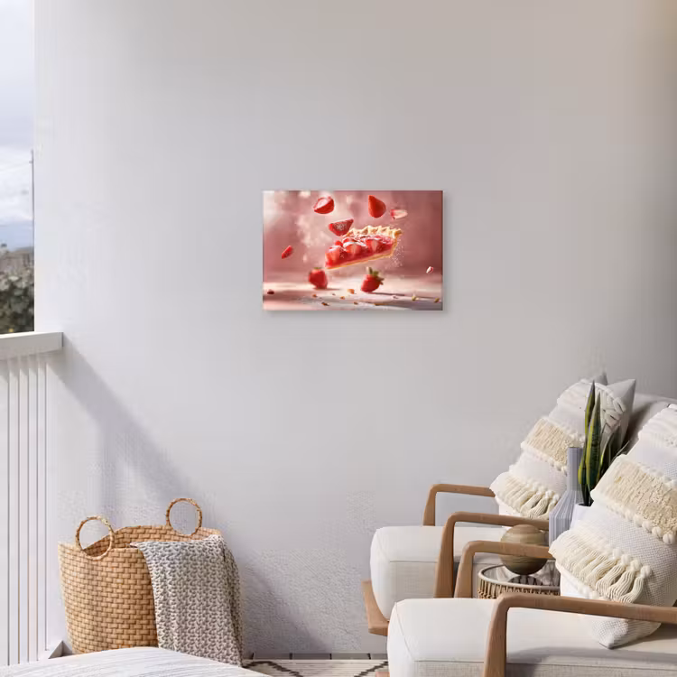 Aardbei - Taart- Eten - Roze Tuinposter op houten frame 2 cm dik klein -sfeer1