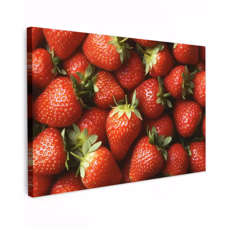 Aardbei - Fruit - Rood Tuinposter op houten frame 2 cm dik klein -3d