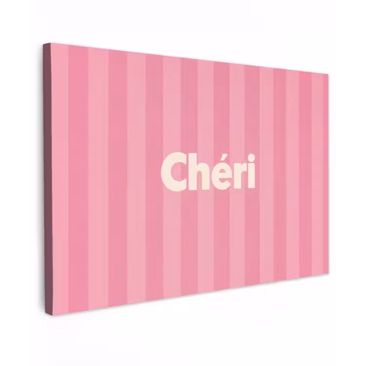 Gestreept - Roze - Chéri Tuinposter op houten frame 2 cm dik klein -3d
