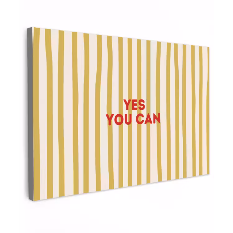 Strepen - Abstract - Yes you can - Rood Tuinposter op houten frame 2 cm dik klein -3d